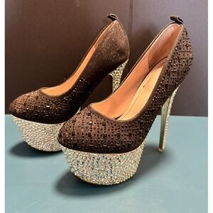 Vero Cuoio Sexy High Heels Stripper Platform‎ Stilettos Heels Black & Gold